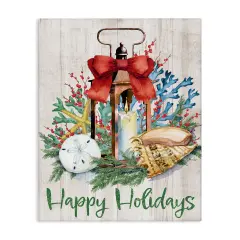Stupell Industries Happy Holidays Nautical Lantern Canvas Wall Art Design by Paul Brent