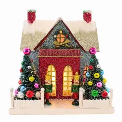 Cody Foster 10.5 Inch Merry & Bright Glitter Chalet Christmas Putz House , Christmas Decor Putz House Nutcracker Christmas Multicolored