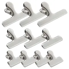 Set of 10 Metal Chip Clips for Food Storage, Stainless Steel Bag Clips for Kitchen Supplies (3 Sizes) Silver