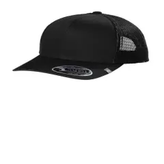 TravisMathew Cruz Trucker Cap Structured Mid Profile Flexfit 110 with Breathable Mesh Panels Black