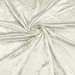 1 Yard Crushed Stretch Panne Velvet Fabric Polyester Spandex, Wide, Soft Velour Texture Ivory