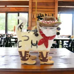 Ceramic Cowboy Cat Ornament, Home D&eacute;cor, Gift for Her, Gift for Mom, Gift for Cowboy, Cowgirl,Cat Lovers Gift, Pet Loss Gift