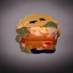 Ceramic Sleeping Dog on Doghouse Plug-In Nightlight, Home D&eacute;cor, Nursery Room D&eacute;cor, Baby Registry Gift, Gift for Dog Lover