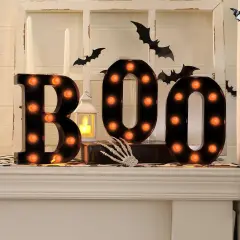 LED &ldquo;BOO&rdquo; Marquee Sign &ndash; Light-Up Halloween Tabletop Decor for Mantel, Fireplace & Party Display
