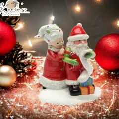 Ceramic Christmas Decor Mrs. Claus Helping Santa with Wish List Salt & Pepper Shakers, Home D&eacute;cor, Gift for Her, Gift for Mom, Kitchen D&eacute;cor