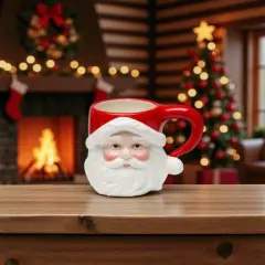 Ceramic Christmas Holiday Santa Mugs ( Set Of 4 ), Home D&eacute;cor, Gift for Her, Gift for Mom, Kitchen D&eacute;cor, Christmas D&eacute;cor