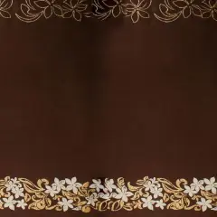 1 Yard Tiare & Swirls Double Border Glitter Polyester Fabric, 36in L x 60in W Premium Textile Brown