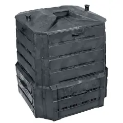 Black Plastic 94 Gallon Compost Bin with Locking Lid and Sliding Doors