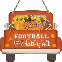 Fall Sign Football Pumpkin Truck Decorations 11.5" Football and Fall Y&rsquo;all Hanging Sign