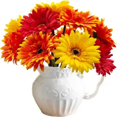 14 Pcs Mums Artificial Flowers Fall Floral Arrangement - (Orange Yellow Red)