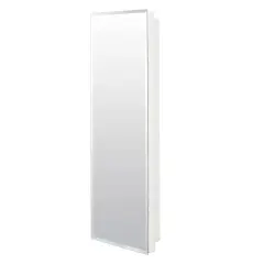 White Modern Bathroom Cabinet Tower with Drawers and Open Shelves Freestanding MDF Storage Organizer