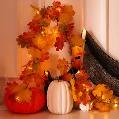 Thanksgiving Decorations Maple Leaf String Lights Plug in, 8ft Leaves Garland