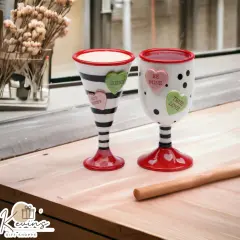 Ceramic Wine & Martini Cup Salt & Pepper Shakers, Home D&eacute;cor, Gift for Her or Mom, Kitchen D&eacute;cor, Valentine&rsquo;s Day D&eacute;cor, Romantic Decor