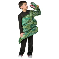 Anaconda Child Halloween Costume Green Snake Tunic Head Sleeve Outfit