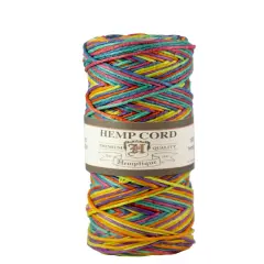 Hemptique 1.8mm Variegated #48 Hemp Cord Spools Jewelry Bracelet Making Crafting Scrapbooking Bookbinding Mixed Media Crocheting Macrame Gift Wrapping Outdoor Gardening Rainbow