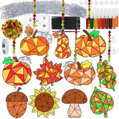 33 Sets Fall Leaf Pumpkin Acorn Sunflower Suncatchers Ornaments