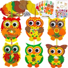 24 Sets Fall Craft Kits Autumn Crafts DIY Fall Owl Ornaments Decorations