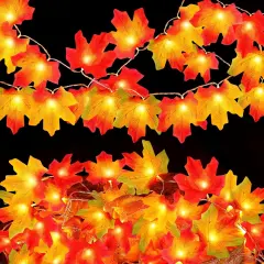 2 Pack Fall Maple Leaves Garland Lights - 20ft 40 LED