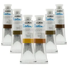 Lukas Water Mixable Oil Paint - Eco-Friendly, 37ml Browns Set of 6, Solvent-Free Artist Oil Paint with Lightfast Pigments and Beeswax for Smooth Consistency, Water Soluble, Quick-Drying