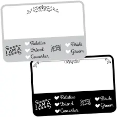 Avery Adhesive Name Tags, Wedding Guest, Black & Gray, 2-1/3" x 3-3/8", 80 Name Stickers (80023)
