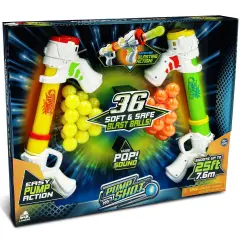 Lanard: Ballist-X Pump Shot Ball Blaster: X-4 Twin Pack - Yellow-Green, 2 Toy Foam Blasters, Pump-Action, Indoor-Outdoor Play, Shooter Bundle, Kids 6+