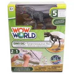 WowWorld: Dino Dig - Tyrannosaurus Rex - All-In-One Dinosaur Skeleton Excavation Kit, Tools & Construction Figurine, Educational Science Toy, Kids 6+