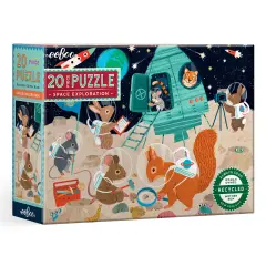 eeBoo: Space Exploration - 20 Piece Puzzle - 15 x 11" Kids Jigsaw, Oversized Glossy High-Quality Pieces, Animals On The Moon, Preschool Puzzle, Age 3+