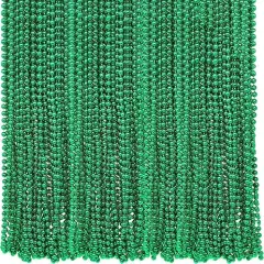 St Patricks Day Beads Necklace Bulk (72 Pack) Green Beads - St. Patrick's Day Gifts for Kids, 33" 7mm Kids Party Favor Supplies Costume Accessories by 4E's Novelty