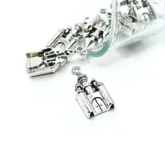 Silver Medieval Castle Charms, 28x14mm