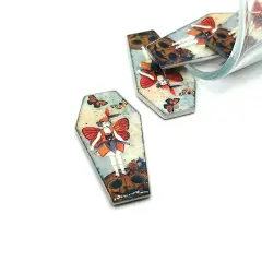Fall/Autumn Coffin Butterfly Fairy Charms, 41x21mm