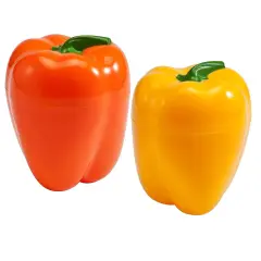 Hutzler Pepper Saver Keeper Storage Container - Keeps Fresh Longer - 2 Pack - Orange & Yellow Default Title