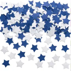 Blue and Silver Star Confetti Table Decoration for Birthday Graduation Winter Retirement Bachelor Theme Party,1.2 inch in Diameter,200 Counts