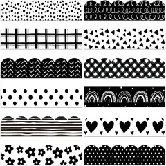 137.8Ft Boho Bulletin Board Borders Black White Boho Rainbow Flower
