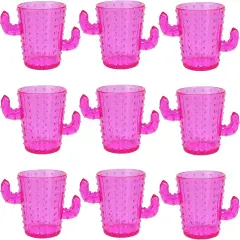 Plastic Cactus Shot Glasses(Set of 12), 2 Oz Pink Cute Cactus Tequila Glasses for Western, Bachelorette, Cinco de Mayo, Tequila, Fiesta Themed Party Supplies