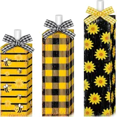 3 Pcs Sunflower Wood Table Block Decoration Tiered Tray Decor Wooden Tabletop Sign Farmhouse Rustic Wooden Sign Centerpieces for Summer Home Party Table