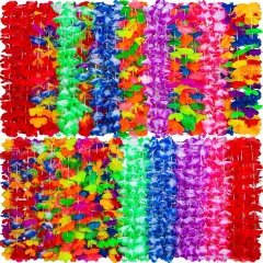 150 Pieces Assorted Hawaiian Leis Necklace Tropical Flower Garland, Luau Party Decorations
