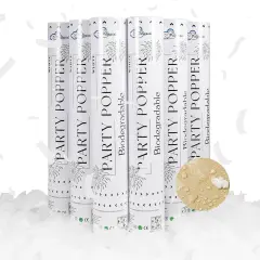 White Confetti Poppers,Rice Paper For Wedding,Biodegradable Cannon,6Pack Biodegradable Confetti Party Shooters Air Power, Party For Lawns Wedding,Birthday,Outdoor Celebrations