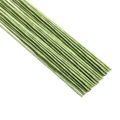 50/Package Floral Stems Wire for Paper Flower 16 Gauge Green Floral Paper Wrapped Wire 16 inch Artificial Crafts Wire Wreath Making Supplies for Wedding DIY
