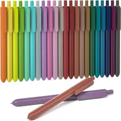 Colored Retractable Gel Pens, 22 Unique Vintage Ink Colors, 11 Light and 11 Dark Vintage, Cute Pens 0.7mm Point Quick Drying for Writing Drawing Journaling Note Taking School Office Home