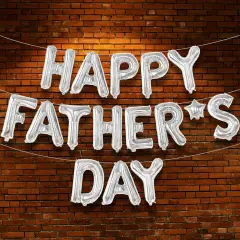 Happy Fathers Day Balloons - 16 Inch | Silver Fathers Day Decorations for Party, Happy Fathers Day Banner | Fathers Day Party Decorations | Happy Fathers Day Sign, Happy Fathers Day Backdrop