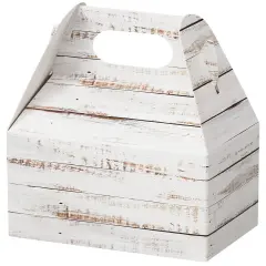 Pack/6: Distressed White Wood Gable Box - 4 x 2-1/2 x 2-1/2"