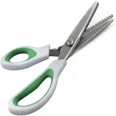 Stainless Steel Pinking Shears Comfort Grip Handled Professional Fabric Crafts Dressmaking Zig Zag Cut Scissors Sewing Scissors(9.5", Serrated, Green)