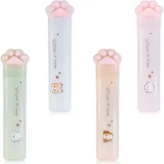 4 Pieces Cute Mini Scissors, Cartoon Cat Paw Stainless Steel Craft Scissors, Folding Stationery Scissors with Safety Cover, Portable Safety Scissors for Paper Cutting, Scrapbooking, Crafting