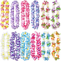 12 Pack Thickened Summer Hawaiian Leis Floral Necklace for Hula Dance Luau Party, Party Favors Celebrations and Decorations
