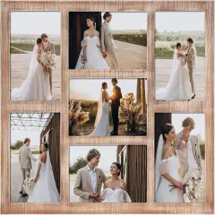 4x6 Picture Frame Collage for Wall Decor, Multiple Photo Collage Frames with Tempered Glass, 7-Opening for 4 x 6 Picture Frames, Rustic Brown, 1 Pack