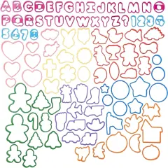 Plastic Cookie Cutter Set Alphabet, Numbers & Holiday Shapes 108 Pieces