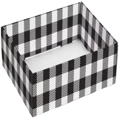 Pack/6: Black & White Plaid Decorative Trays - 12 x 9 x 3"
