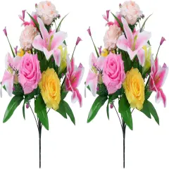 2 Packs Summer Bushes Artificial Flowers