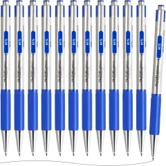 Ballpoint Pens, Blue Ink Pens Medium Point 0.7mm, Retractable Ballpoint Pens Bulk Long Lasting Smooth Writing with Anti-Slip Grip for Journaling Office Supplies School Women Men (12 Pack)