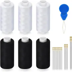 6 Pcs Sewing Thread Kit, 400 Yards Each Spool 402 Polyester Thread with Sewing Needle & Threader, Sewing Threads for Sewing Machine, Hand Stitching, Embroidery